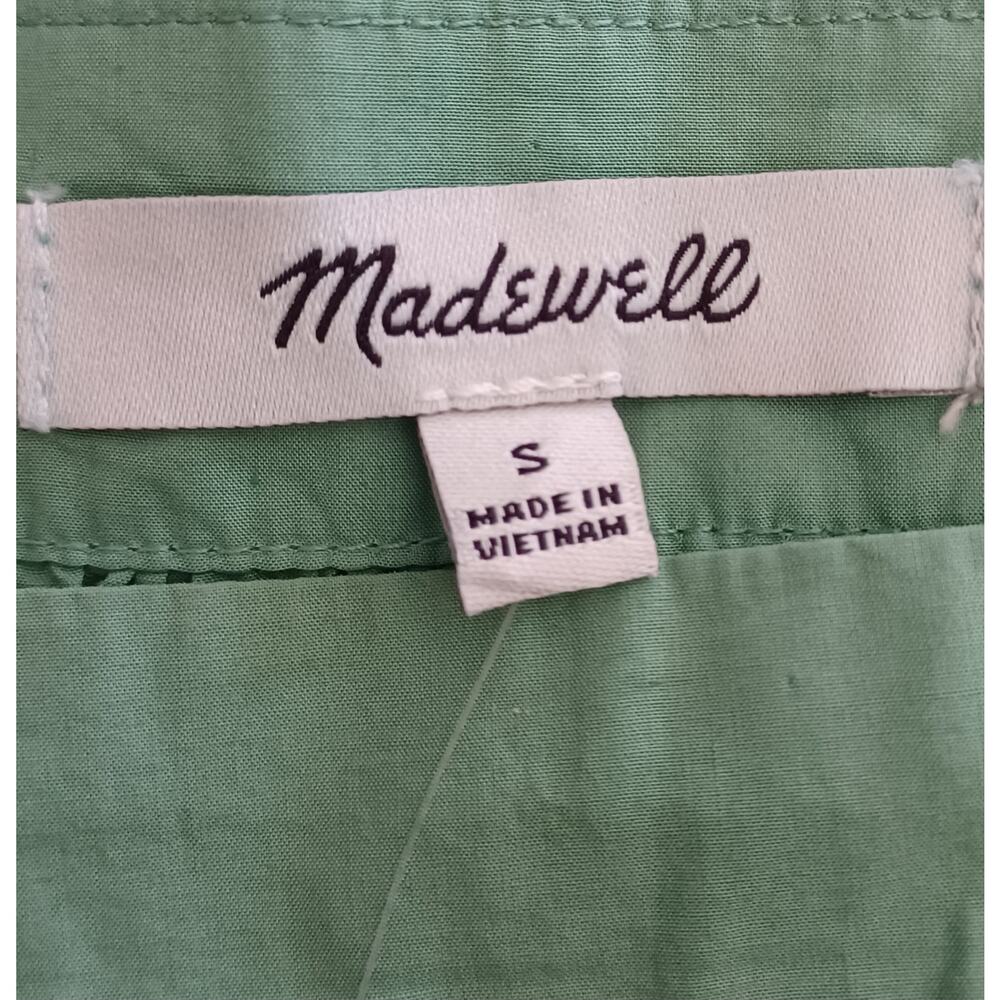 NWT Madewell Square Neck Pleat Sleeve Top Pale Evergreen S - Picture 4 of 12